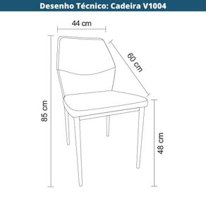 15 Kit 4 Cadeiras V1004 Rivatti 44 cm -Largura- Estofado em Tecido Cinza e Base em Aco Preto Desenho Tecnico